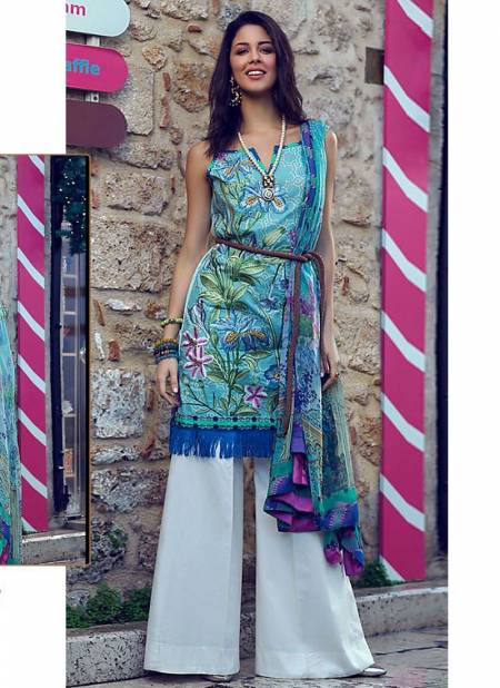 Bottel Blue Colour RAMSHA FIRDOUS 2 Fancy Wear Designer Embroidery Pakistani Salwar Suits Collection 2001